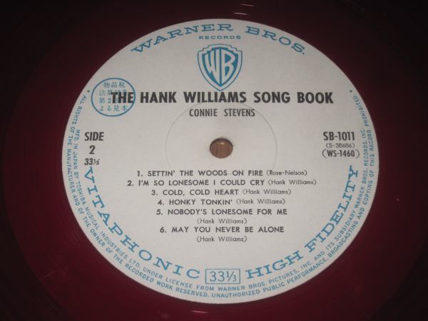 コニー・スティーヴンス コニー・スティーブンス CONNIE STEVENS コニー ハンク・ウィリアムス を歌う THE HANK WILLIAMS SONG BOOK DJ盤_画像2