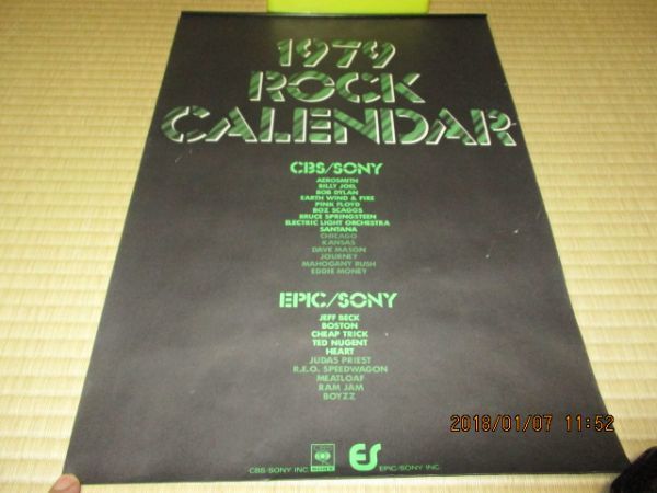 1979 ロック カレンダー ボブディラン エアロスミス ピンクフロイド ブルーススプリングスティーン ジェフベック チープトリック ハート_画像1