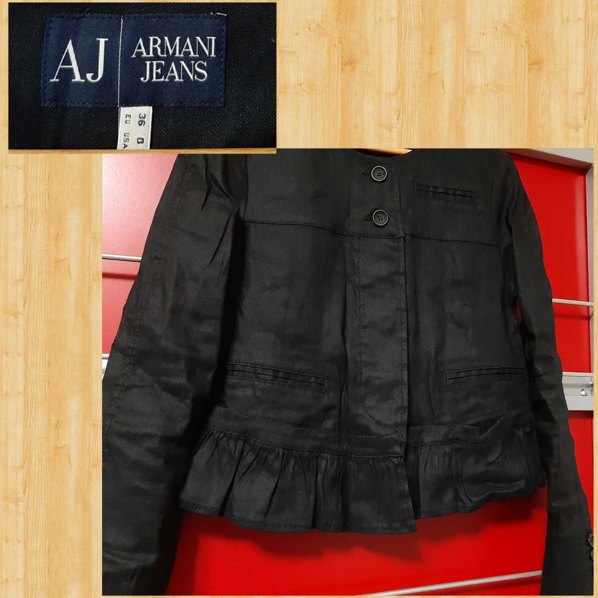 ARMANI JEANS アルマーニジーンズ ノーカラーリネンジャケット ジャパン正規品_画像3