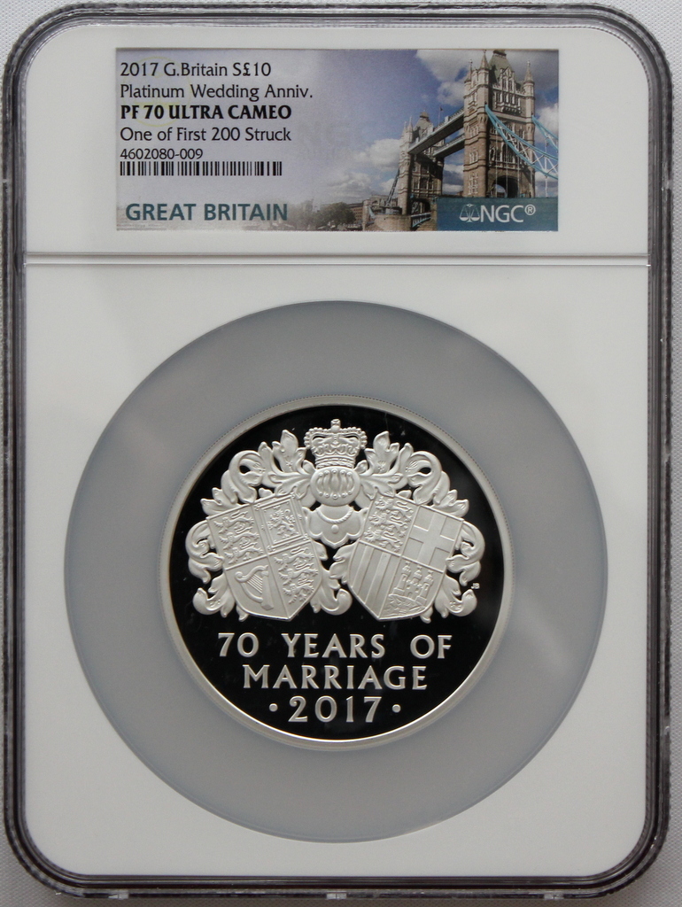 2017年 イギリス Platinum Wedding ご成婚70周年記念 10ポンド 銀貨