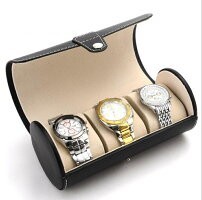 腕時計 収納ケース 収納ボックス コレクションケース ウオッチケース ３本用 時計の格納 puレザー　円形_画像1