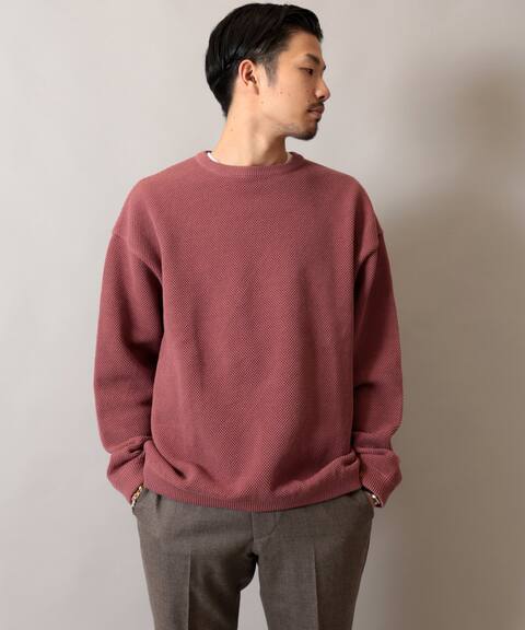 【美品】 crepuscule / Moss Stitch L/S Sweat / 2 ペールパープル / クレプスキュール モスステッチ スウェット ニット