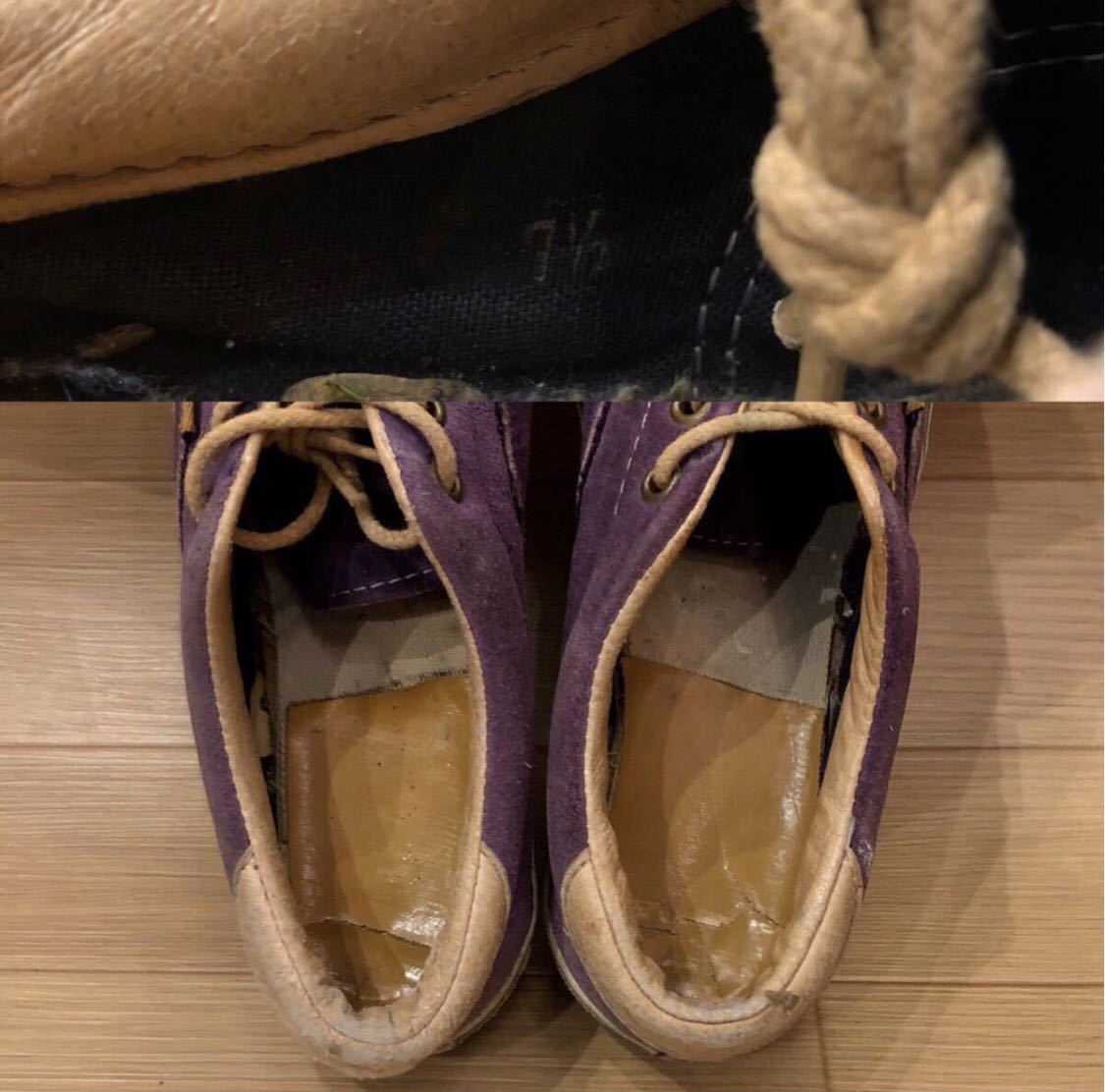 【7-1/2】80'S Vintage ヴィンテージ オリジナル バンズ VANS 革張り 無地 Suede Era Purple USA製 スエード エラ パープル 紫 MV14_画像8