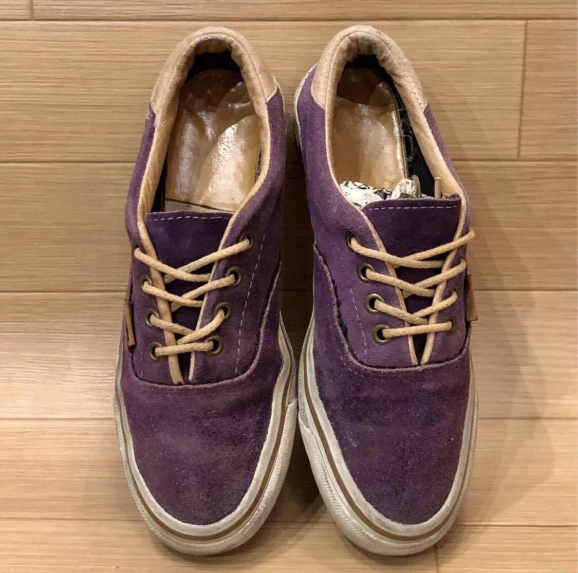 【7-1/2】80'S Vintage ヴィンテージ オリジナル バンズ VANS 革張り 無地 Suede Era Purple USA製 スエード エラ パープル 紫 MV14_画像2