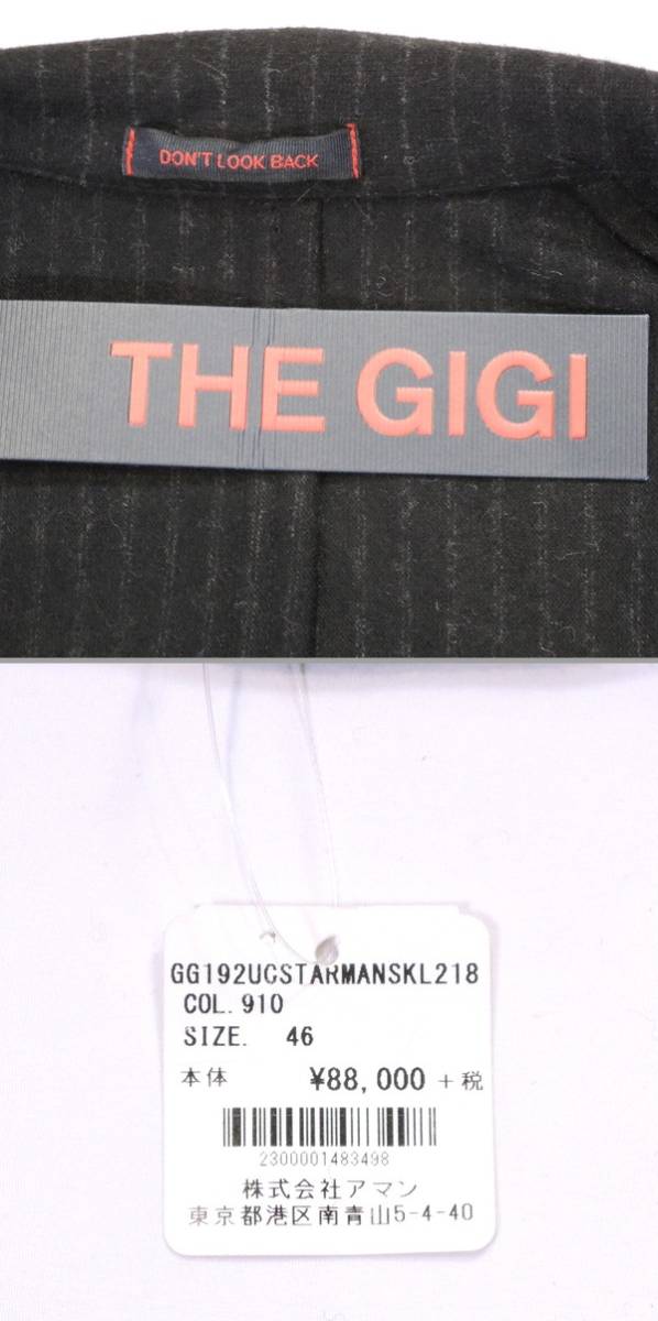 【定価8.8万・新品・46】THE GIGI（ザ ジジ）2Bウールジャージージャケット ブラックチョークストライプ【STARMAN】_画像10