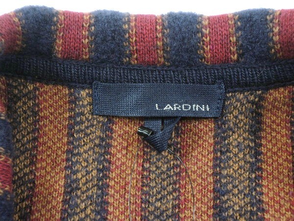 【定価8.0万・新品】LARDINI（ラルディーニ）ニットジャケット M ネイビー×レッド ストライプ 秋冬_画像7