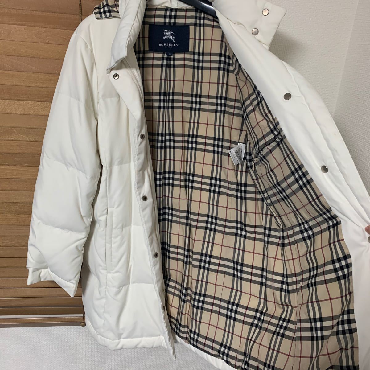 Burberry London バーバリー チェック 白 ダウンコート ホワイト