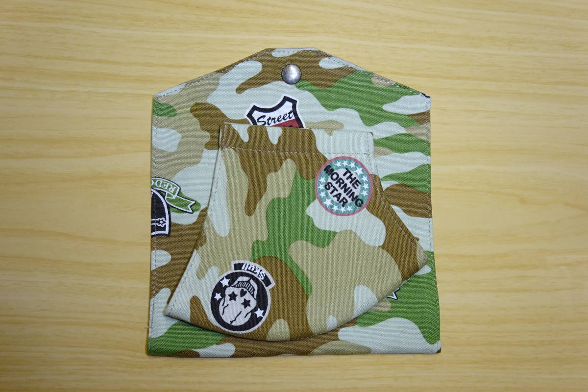  mask case 15.5×16. camouflage pattern skull pattern khaki color mask inserting Flat type hand made 