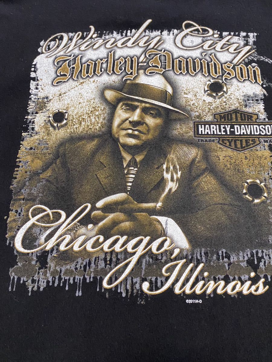 中古美品　HARLEY DAVIDSON◆CHICAGO WINDY CITY ◆Tシャツ/L/コットン_画像5