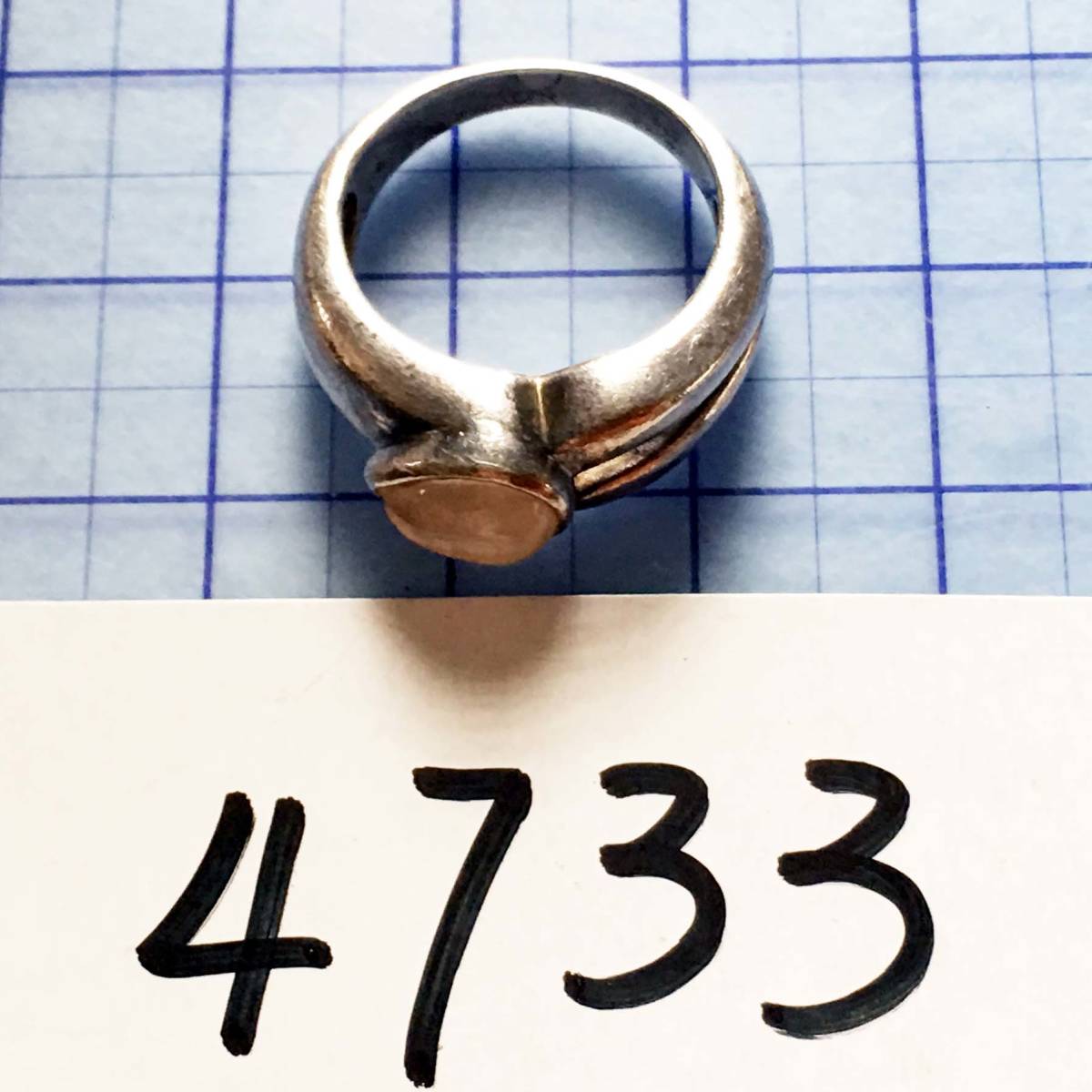美品　天然石　925シルバー銀製リング指輪　サイズ約#7.5　刻印なし　No.4733_画像4