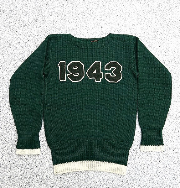 美品 40s チャンピオン 黒タグ 1943 レタード セーター 濃緑 ビンテージ 40年代 大戦 ウール ニット ランタグ