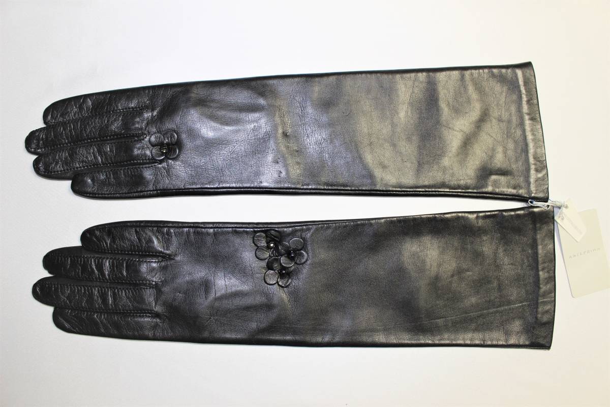 AP-19 новый товар подлинный товар быстрое решение . кожаные перчатки Anteprima обычная цена 15,400 иен ANTEPRIMA 18cm женский кожа перчатка знаменитый бренд цветок черный чёрный 