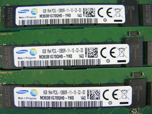 1HZQ // 8GB 12枚セット 計96GB DDR3-1600 PC3L-12800R Registered RDIMM 1Rx4 M393B1G70QH0-YK0 SAMSUNG//NEC Express5800/R120e-1M 取外の画像5