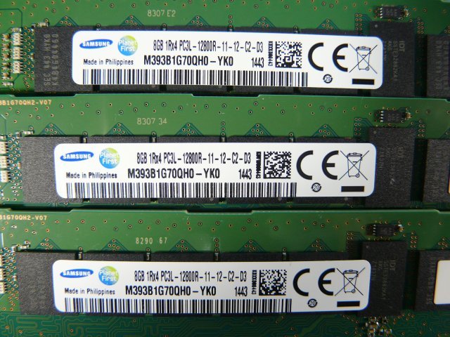 1HZQ // 8GB 12枚セット 計96GB DDR3-1600 PC3L-12800R Registered RDIMM 1Rx4 M393B1G70QH0-YK0 SAMSUNG//NEC Express5800/R120e-1M 取外の画像2