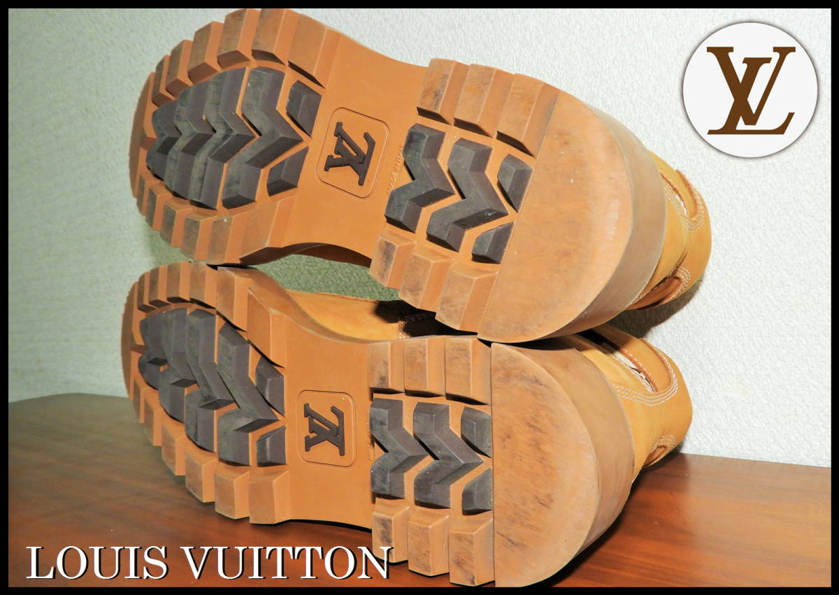 即完売 LOUIS VUITTON オーベルカンフ カモフラブーツ ベージュ レザー スエード ルイヴィトン メンズ 7 1/2 モノグラム LV レア 靴 ベルト_画像7