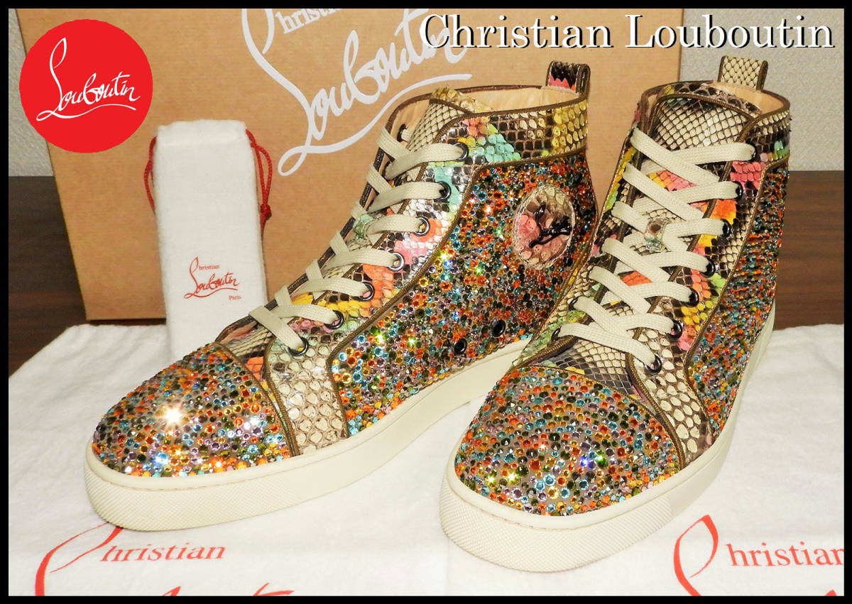 激レア Christian Louboutin ルイスパイソン ストラス 正規品 クリスチャンルブタン メンズ 42 オールスワロ スタッズ 最高級モデル 装飾