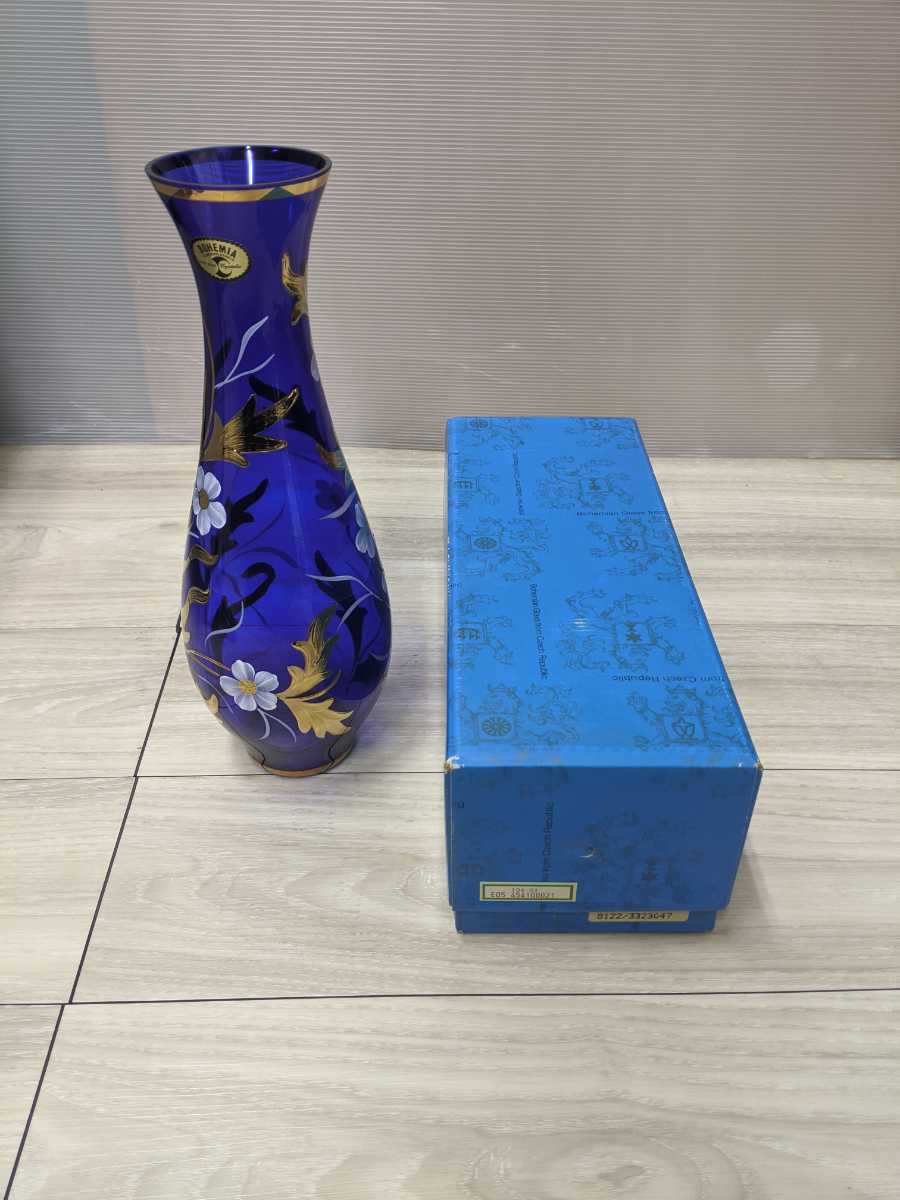 人気新品入荷 チェコ製 フラワー 花器 花瓶 新品未使用品 ボヘミアン