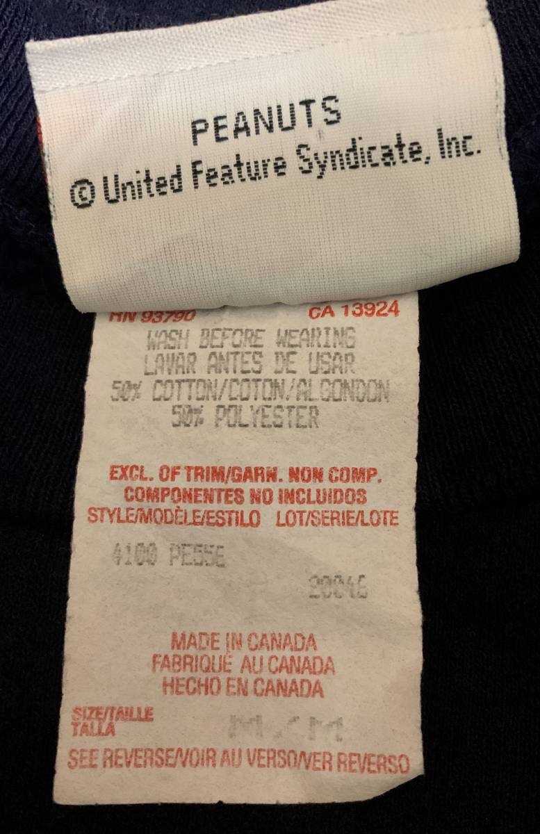 N103/ Snoopy герой Canada б/у одежда тренировочный тренировочные брюки футболка темно-синий темно-синий Vintage used vintage /club723