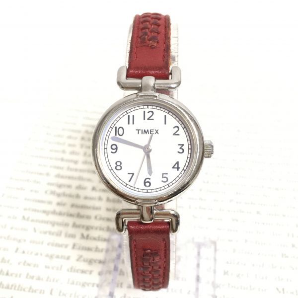 ★TIMEX 腕時計★ タイメックス 3針 シルバー レザーバンド 稼動品 F2133_画像1