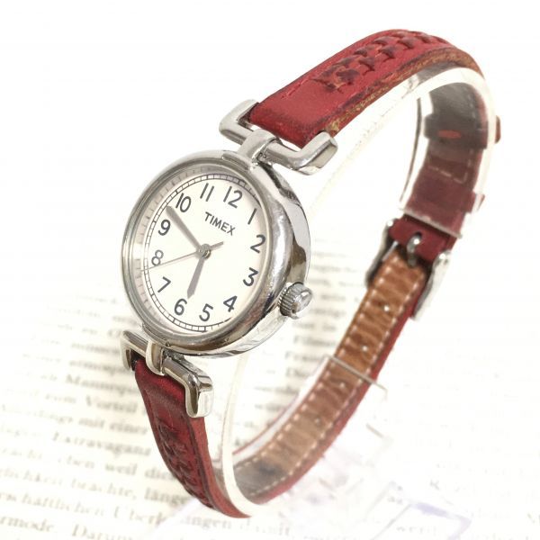 ★TIMEX 腕時計★ タイメックス 3針 シルバー レザーバンド 稼動品 F2133_画像2