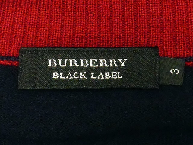 即決★BURBERRY BLACK LABEL★メンズL 廃版 ニット バーバリーブラックレーベル 3 紺 ジップアップ ブルゾン 三陽商会正規 ナイト刺繍 長袖_画像7