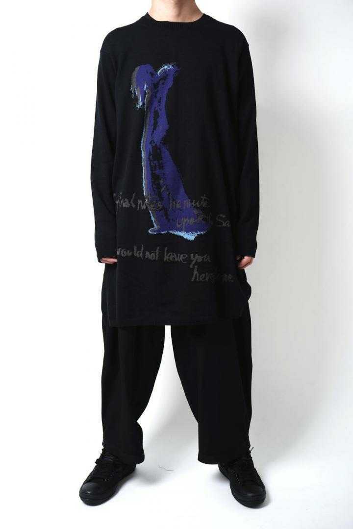 ヨウジヤマモトプールオム　20SS　ニット　サイズ３　Yohji Yamamoto POUL HOMME メンズ　ブルー_画像1