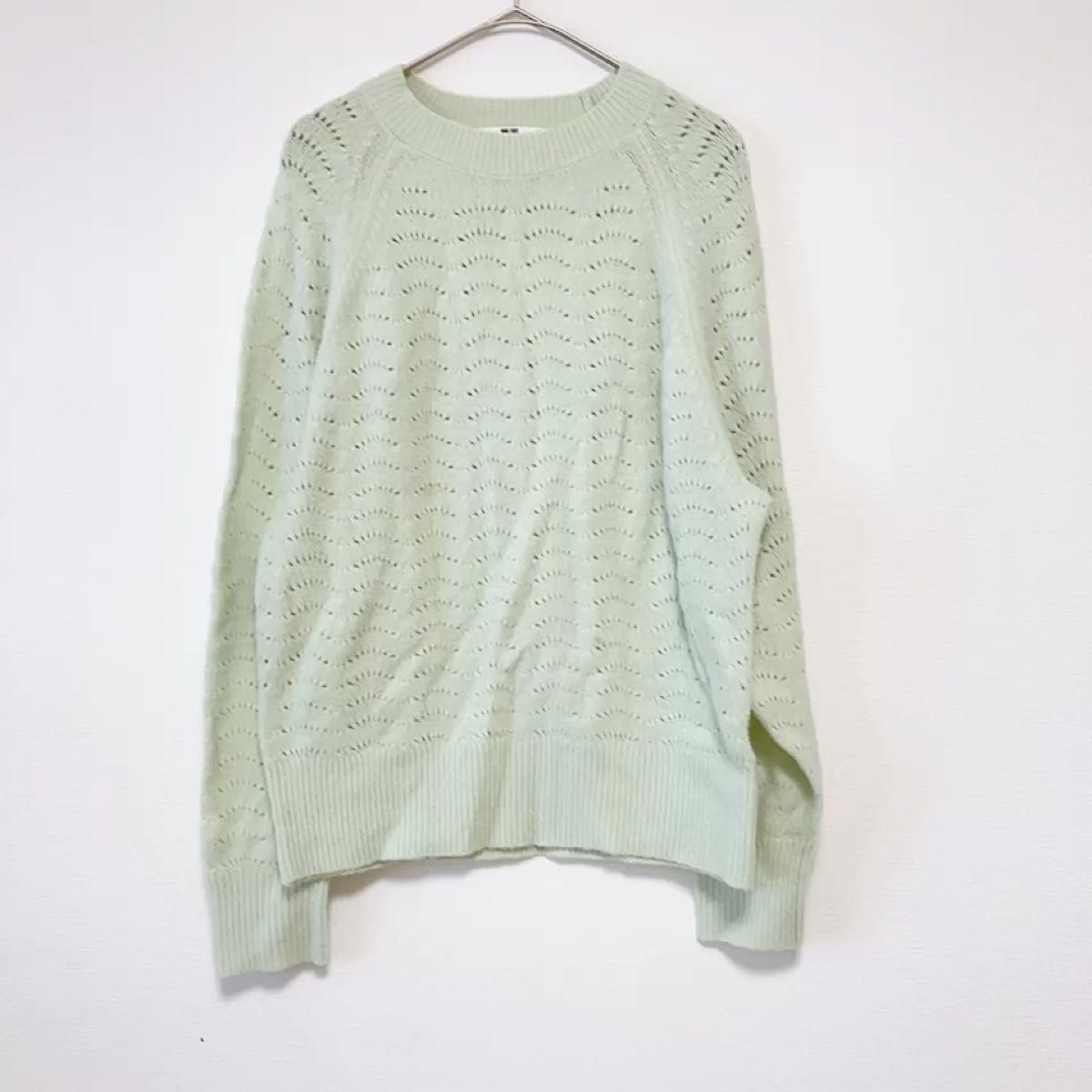 UNIQLO ユニクロ レディース 長袖ニット ライトスフレヤーンポインテールクルーネックセーター Sサイズ グリーン