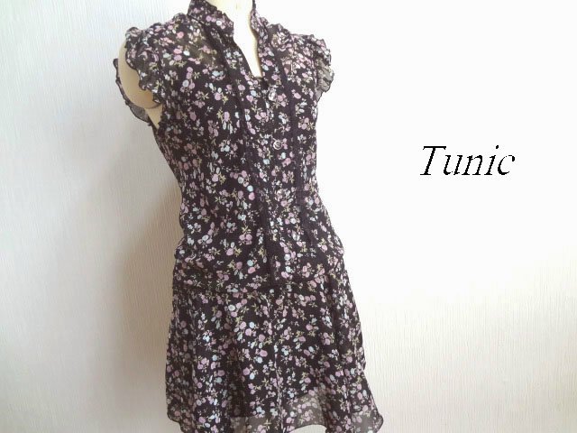 &#9884; RAY floral print tunic [FREE* black x pink etc. ] new goods, unused 