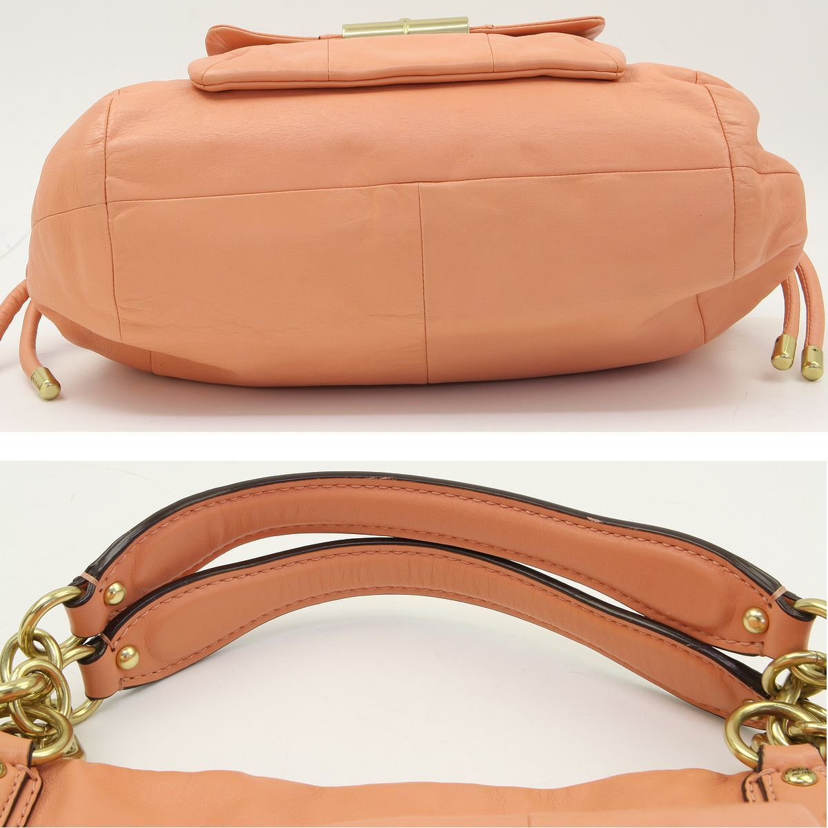 COACH Chris tin leather tote bag orange series *14758*