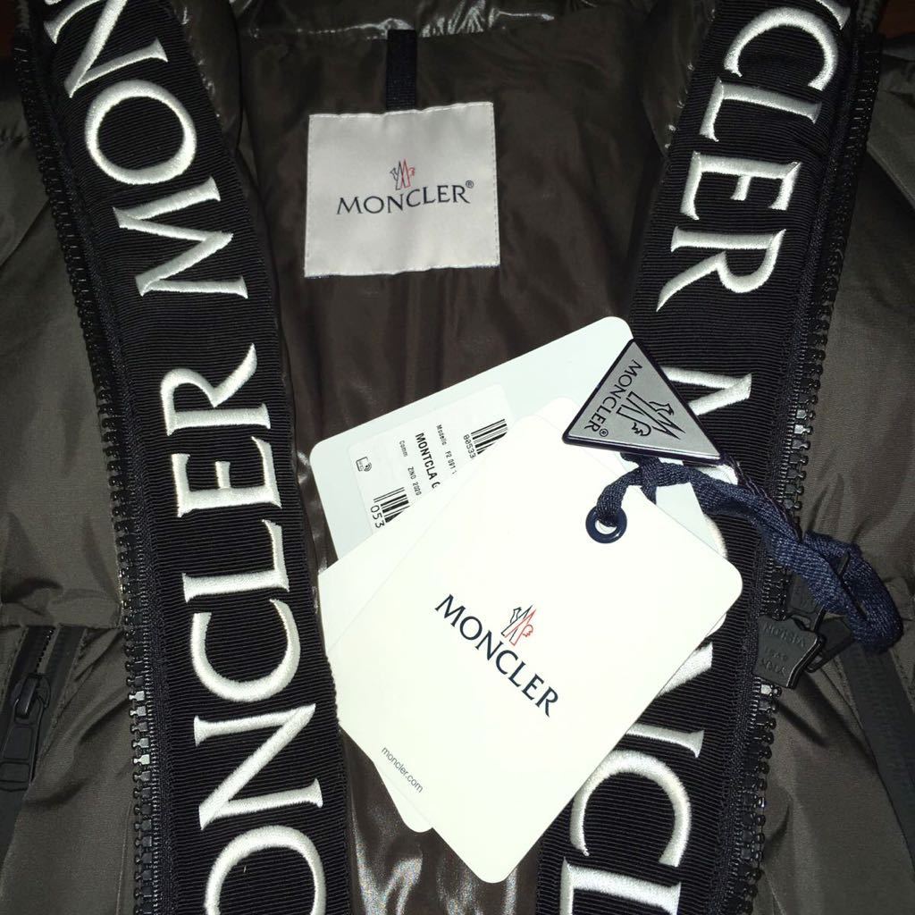 1 新品正規品 MONCLER MONTCLA Logo Trim Quilted Down Jacket モンクレール モンクラ ロゴ  ダウンジャケット カーキ ショートダウン