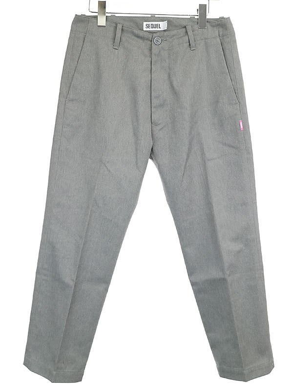 SEQUEL シークエル T/C CHINO PANTS 裾ロゴプリントチノパンツ グレー