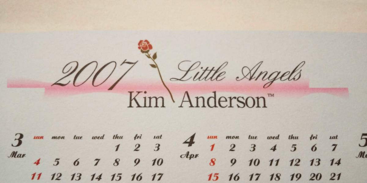 キム・アンダーソン「リトルエンジェル」不織布２００７年カレンダー　長期保管品　中古_画像3