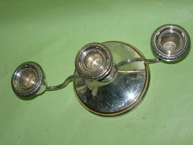  Britain Vintage candle stand holder . pcs 3 light silver plate 
