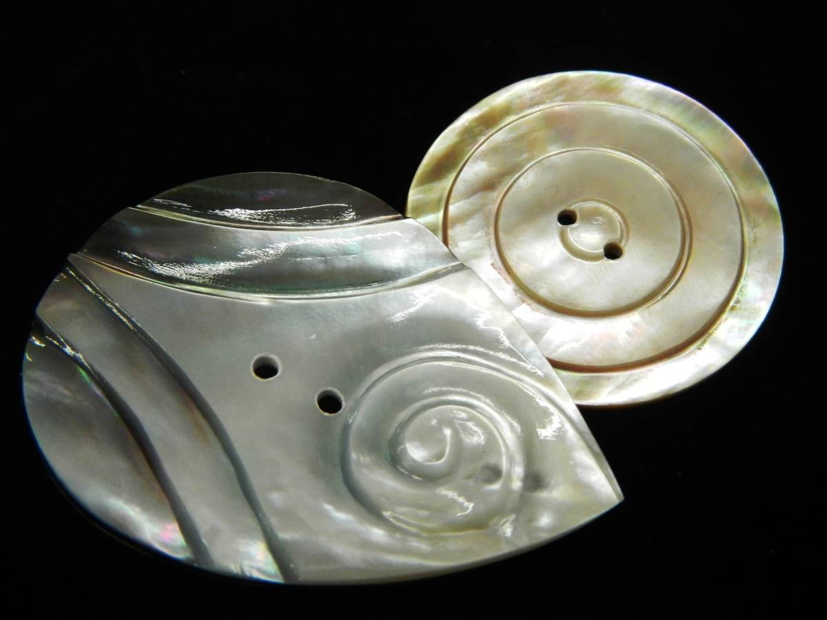 ＜銀の斧＞特大サイズの天然貝細工ボタン・オリジナル釦_画像8