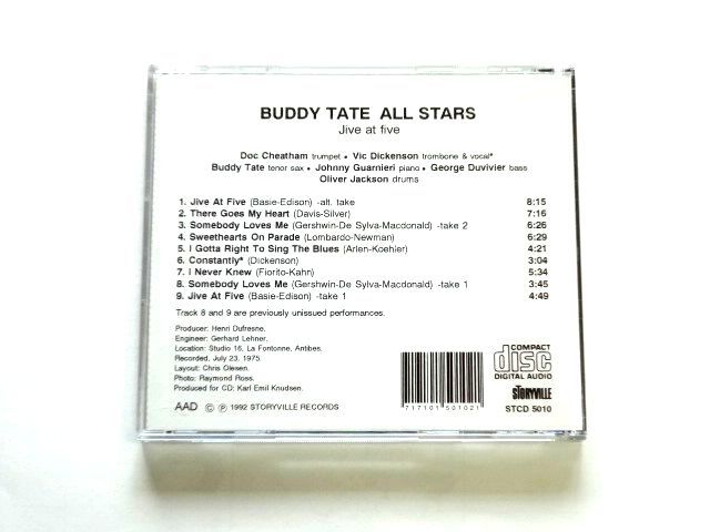 輸入盤 CD【STCD5010】Buddy Tate バディ・テイト / All Stars Jive at Five / 送料310円～_画像2