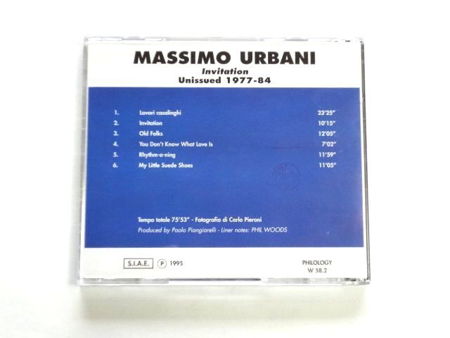 輸入盤 CD【PHILOLOGY W 58.2】Massimo Urbani マッシモ・ウルバニ / Invitation Unissued 1977 - 84 / 送料310円～_画像2