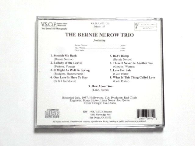 輸入盤 CD【722937007722】Bernie Nerow バーニー・ニーロウ / The Bernie Nerow Trio / 送料310円～_画像2