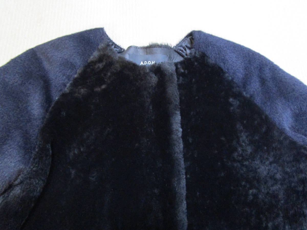  regular price approximately 21 ten thousand jpy! super-beauty goods! prompt decision!URBAN RESEARCH buy!A.D.O.H A day of Happiness Lady's real mouton coat black × navy size S