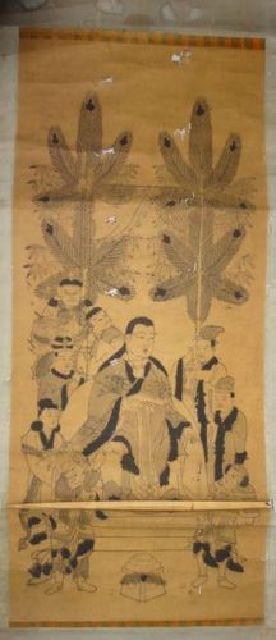 稀少 アンティーク 神社 歳徳神 八将神 八将軍 陰陽道 神 太歳神 大将軍 大陰神 歳刑神 歳破神 歳殺神 黄幡神 豹尾神 紙本 掛軸 神道 絵画_画像1