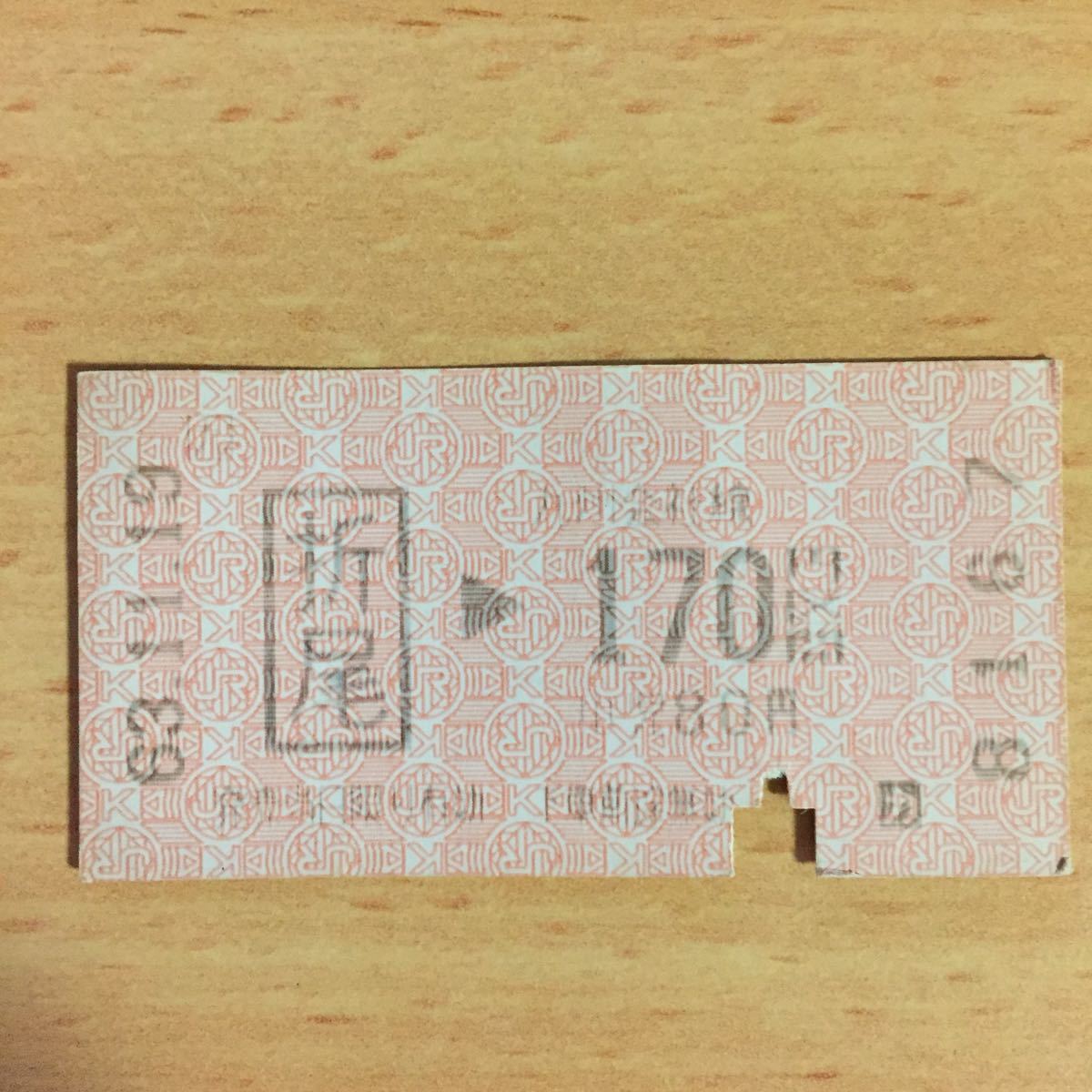 使用済 乗車券 折尾 170円区間 JR柄 8167