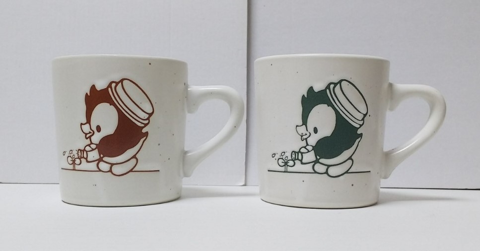 90s 消滅企業 山一證券 ペギーポップ マグカップ 茶色+緑色 計2点セット 箱付き 完品※未使用品/廃業企業物/非売品/1996年製造/サンリオ_最早存在しない山一證券のアイテム
