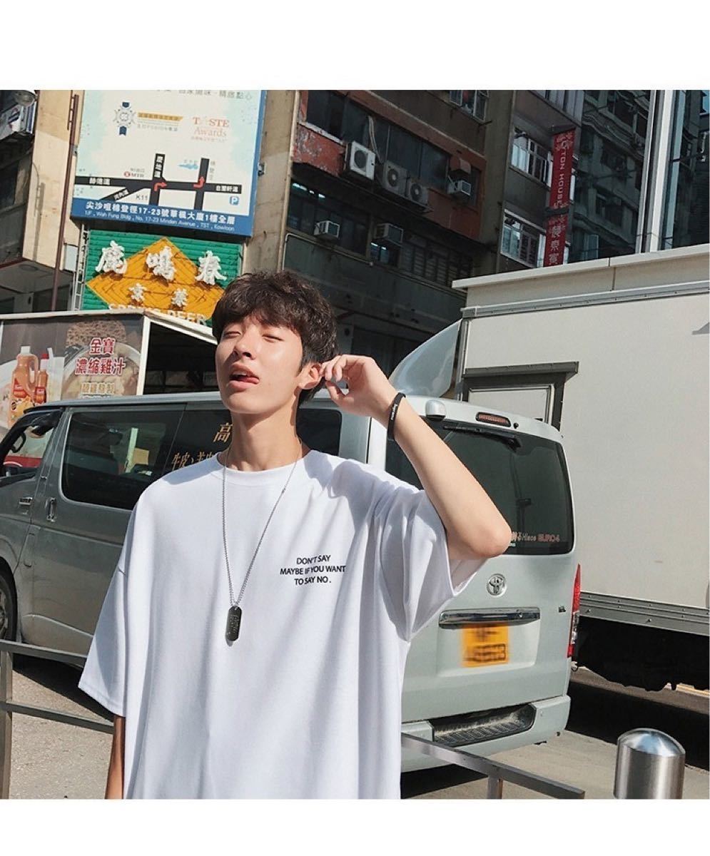 バックプリント Tシャツ ストリート 韓国 オーバーサイズ 半袖 メンズ M