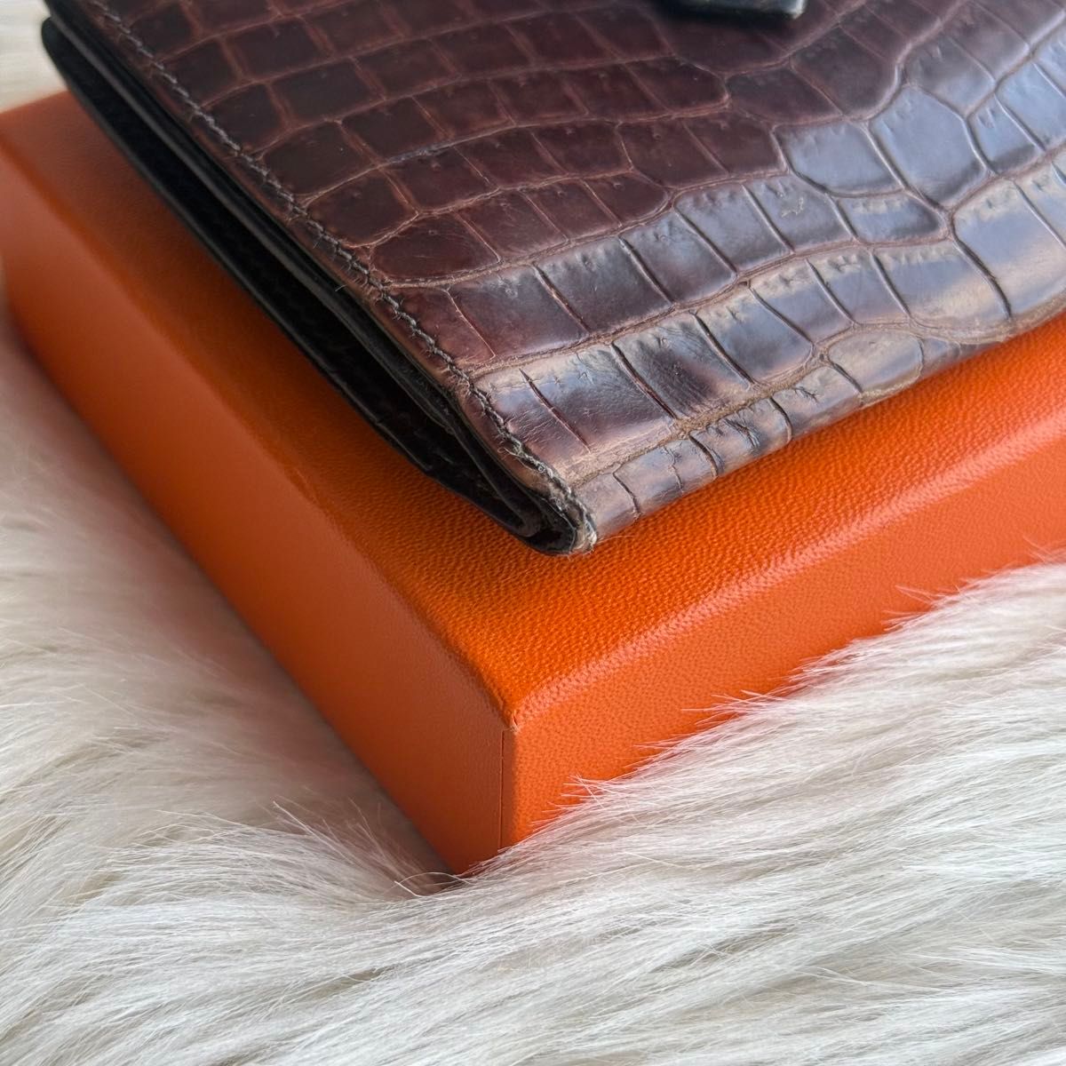 エルメス クロコ べアン コンパクト ウォレット 二つ折り財布 K刻印