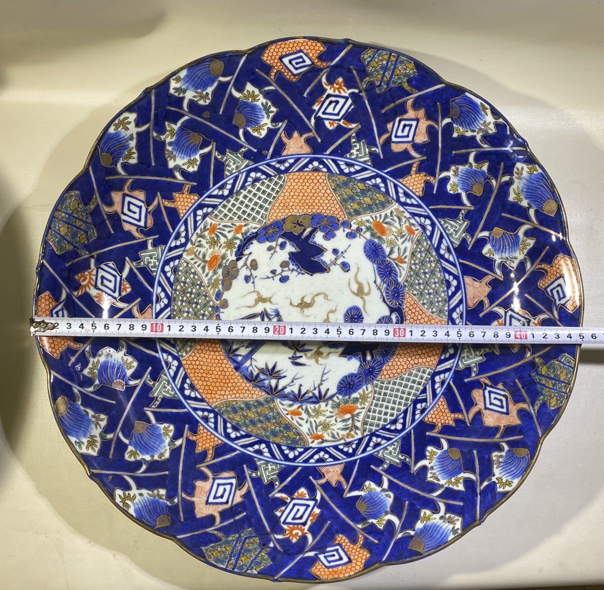古伊万里 極上藍錦手輪花特 45cm 大皿 江戸期 西と | charcas.gob.mx