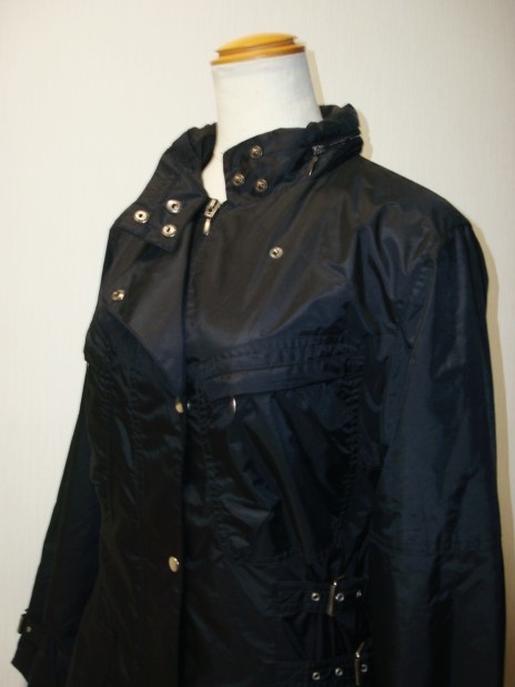 * прекрасный товар есть перевод MORGAN Morgan боковой ремень регулировка с капюшоном . черный женский пуховик пальто блузон 40 номер M L размер 