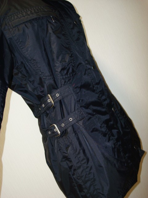 * прекрасный товар есть перевод MORGAN Morgan боковой ремень регулировка с капюшоном . черный женский пуховик пальто блузон 40 номер M L размер 