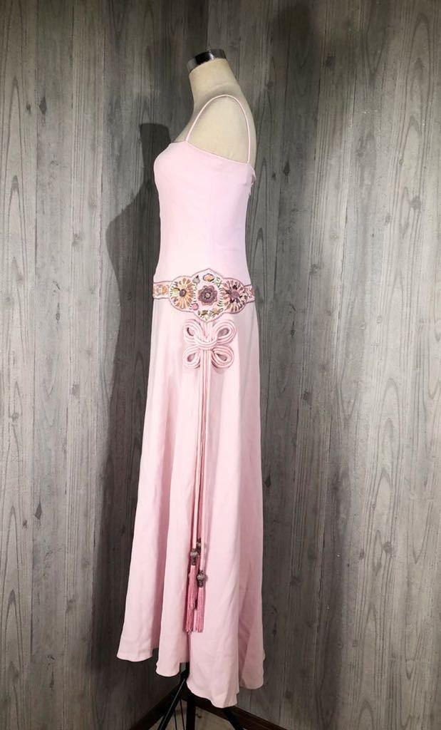 ○ 高級　VALENTINO ヴァレンティノ　レディース　ピンク　刺繍装飾　シルク　ワンピース　パーティードレス ロングドレス