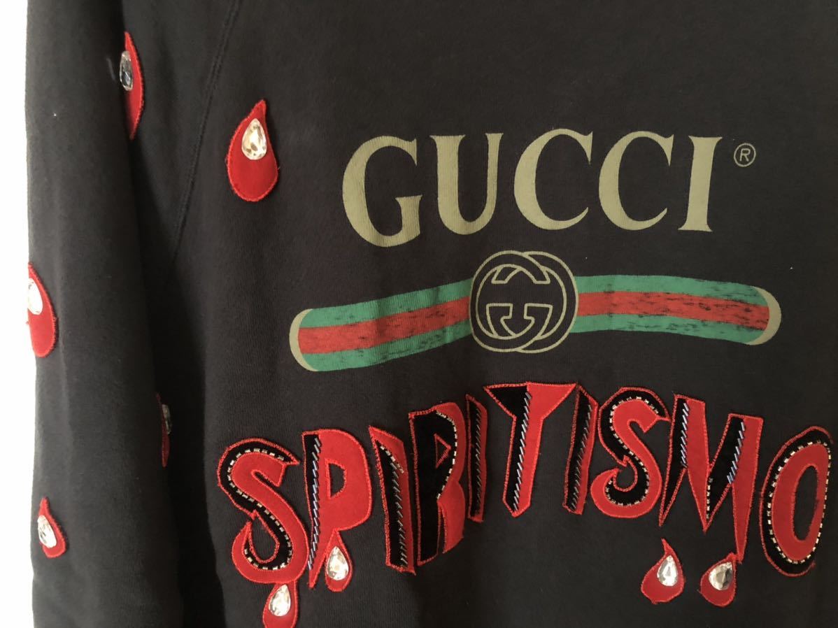 GUCCI スウェット トレーナー L グッチ ヴィンテージロゴ ラインストーンパーカー