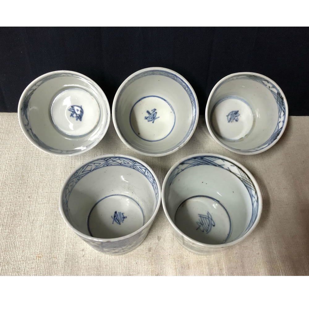 定番 ヤフオク! - c971 古伊万里 蕎麦猪口 5客 染付 そば猪口 江
