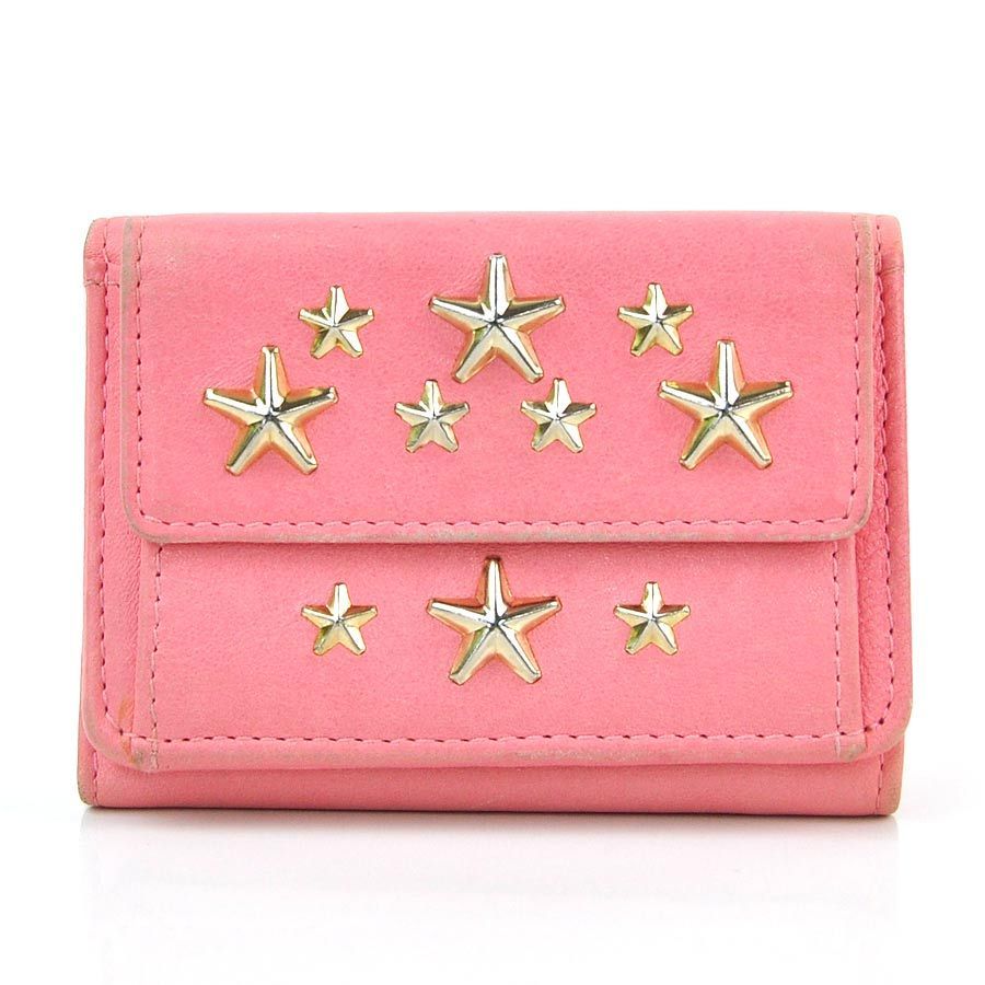 JIMMY CHOO ジミーチュウ 三つ折り財布 スタースタッズ レザーx